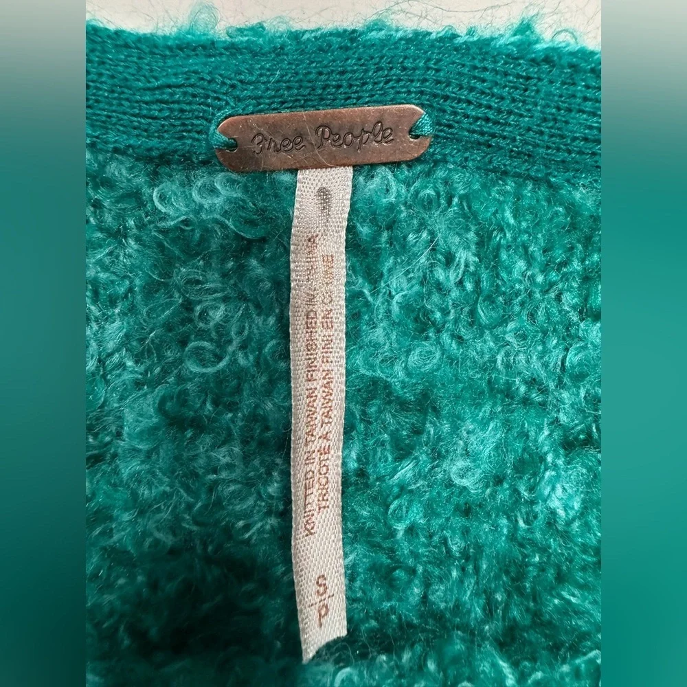 Free People Women's Teal Oversized Wool Blend Sweater size S Petite